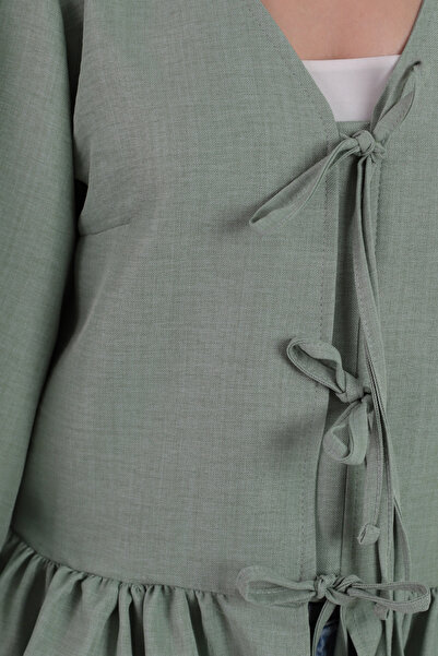 armonika Γυναικεία μπλούζα με λάστιχο στα μανίκια με βολάν στο κάτω μέρος της φούστας ARM-26K001019