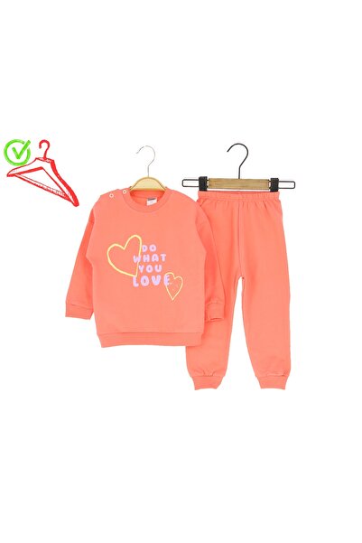 Atabay Kids طقم أطفال للبنات من أتاباي 168-10-25 مكون من قطعتين بطباعة قلوب ل...