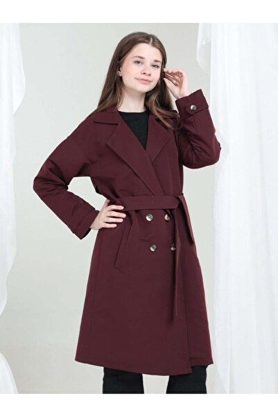 Giyinse Rainora Kız Çocuk Trençkot Yağmurluk Bordo