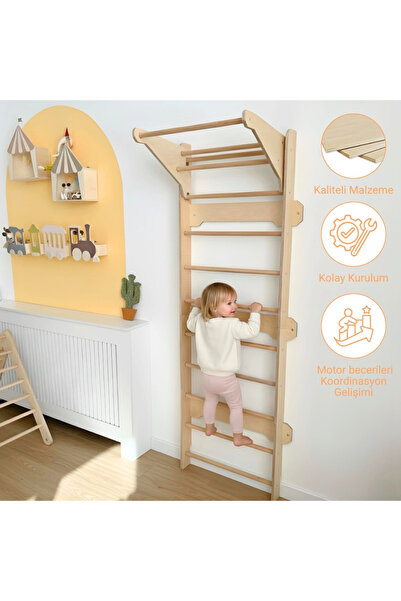 Pooki playroom Montessori İsveç Tırmanma Duvarı 190x60 cm