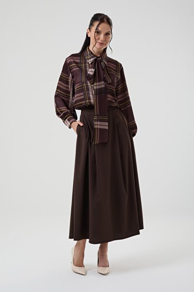 Jupe Kadın Ekose Desenli Gömlekli Etekli Takım 8576