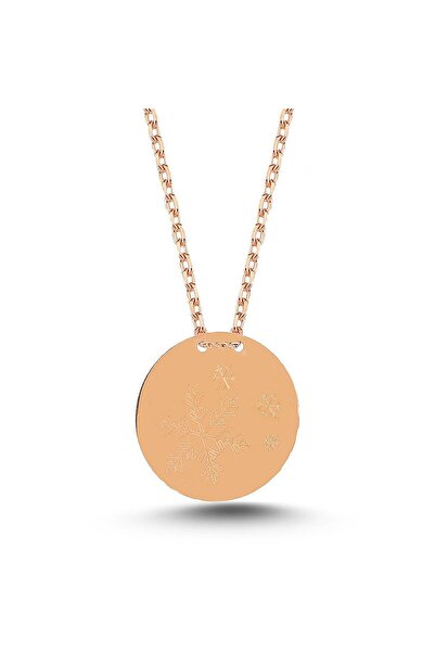 Pietra Kadın Gümüş Kolye 925 Ayar Gümüş Plaka Üzeri Lazer Çizimli Kartanesi T...