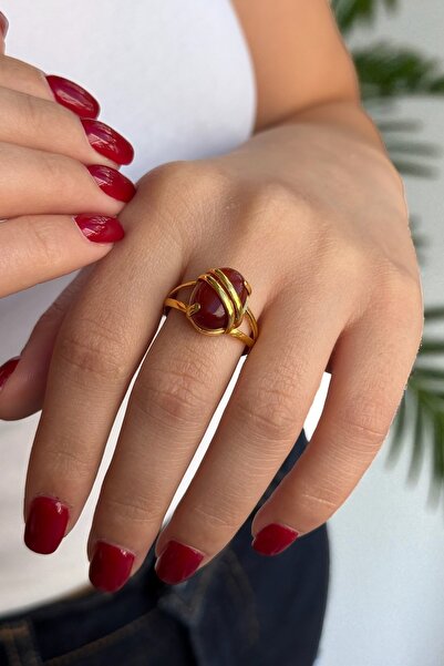 Utku Kuyumculuk 22 AYAR AKİK TAŞLI ÖZEL TASARIM ALTIN YÜZÜK