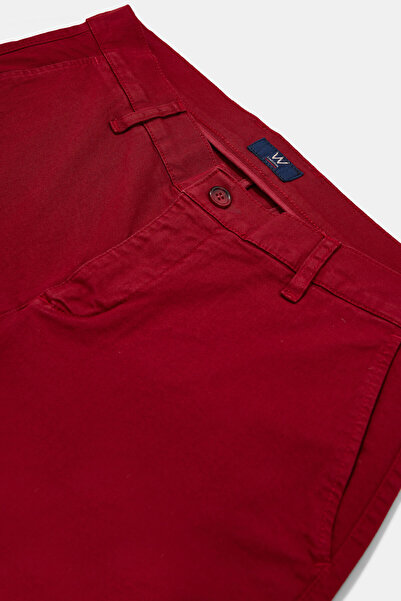 W Collection Red Cotton Elastane Buttoned Bermuda
