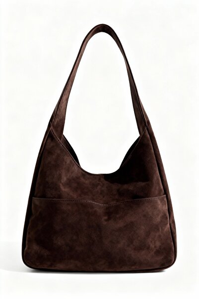 Straada accessories Geantă de umăr pentru femei Hobo Pinterest Casual din piele intoarsa Geanta maro amar