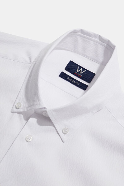 W Collection BEYAZ UZUN KOLLU PAMUK ELASTAN GÖMLEK
