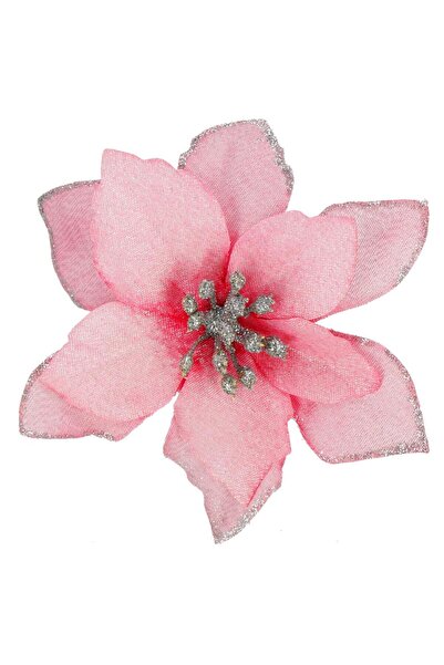 SERSIMO Set de 10 ornamente de Crăciun pentru brad, stea Poinsettia, 13 cm, roz