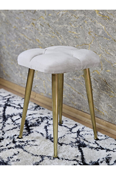 ZAFİR Kare Gold Kaplama Konik Ayaklı Tabure - Oturak - Bar Taburesi - Ayaklı Tabure