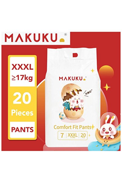 MAKUKU حفاضات بنطلون مريحة - مقاس 7 (17+ كجم) | 24+ شهرًا | 20 قطعة