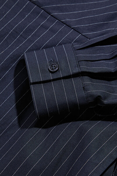 W Collection LACİVERT ÇİZGİLİ ELBİSE