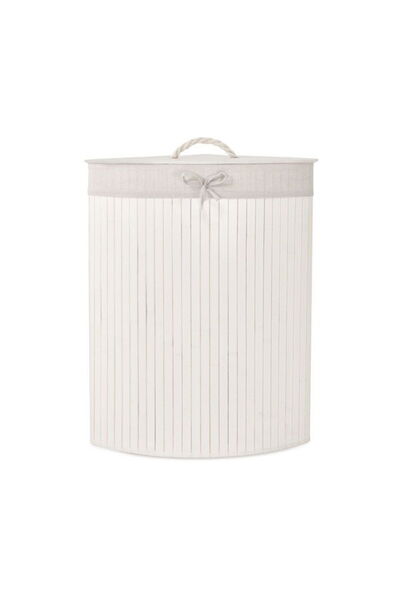Simple Living Çamaşır Sepeti - Beyaz / Gri - 35x35x59 cm