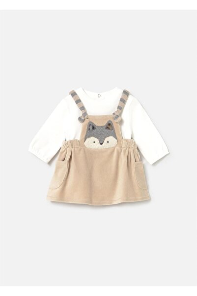 MAYORAL Kız Bebek Kadife Elbise Bej 2802