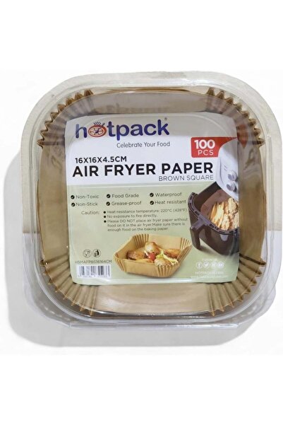 Hotpack بطانات ورقية بنية للمقلاة الهوائية - 16×16×4.5 سم، 100 قطعة
