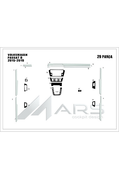 Marscockpitdesign غطاء لوحة التحكم لفولكس فاجن باسات B8 2015-2019