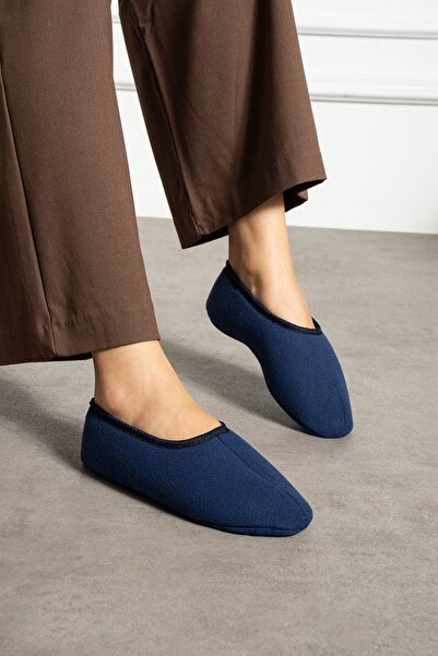 FUGA MODA Bery Navy Blue Flexible Fabric Soft Booties Ballerinas
