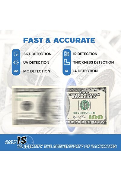 Fipka جهاز محمول لكشف الأوراق النقدية المزيفة، قابل لإعادة الشحن، يعمل في 4 اتجاهات، وجهاز فحص الأوراق النقدية بالدولار الأمريكي واليورو