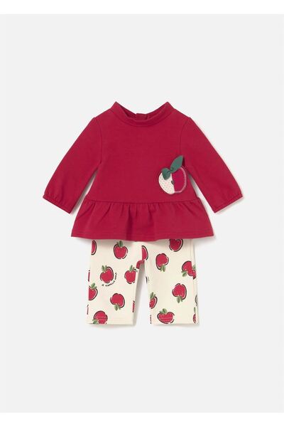 MAYORAL Baby Girl Patterned Top and Bottom Set Red 2634