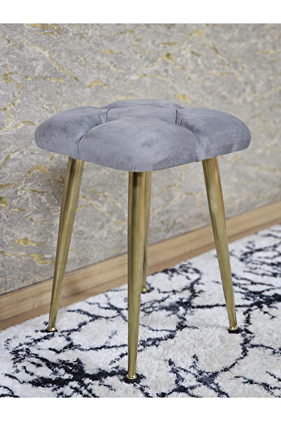 ZAFİR Kare Gold Kaplama Konik Ayaklı Tabure - Oturak - Bar Taburesi - Ayaklı Tabure