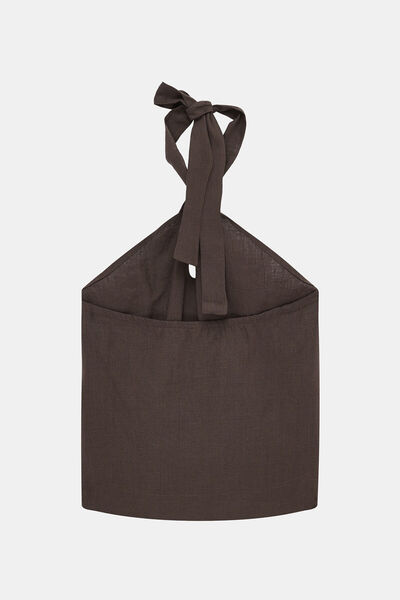 W Collection KAHVERENGİ KETEN VİSKOZ BLUZ