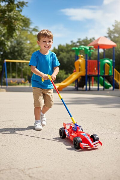 Push-up Formula 1 Race Car – Educational Toy Car with Stick Apparatus - Red