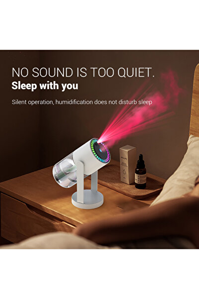 RTG CL28 Humidifier 280 Ml Ultrasonik Hava Nemlendirici Buhar Makinesi Tavana Işık Yansıtan Gece Lambası
