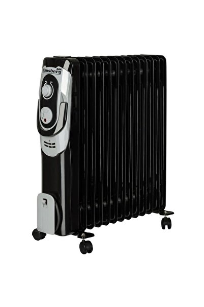 Hausberg Calorifer electric HB-8930NG, 2500 W, 13 elementi, 3 nivele de putere, termostat reglabil, Negru