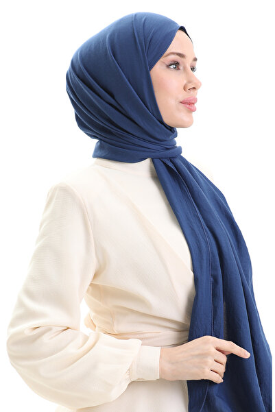 sefamerve Cotton Soft Shawl 70283-36 Light Navy Blue