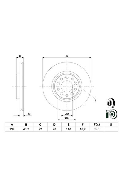 Bosch Disc Frana Alfa Romeo 159/Brera/Spider