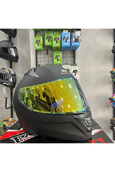 MTS M-801 Mat Siyah-Gold Güneş Vizörlü Kask