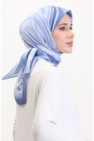 sefamerve Μαλακό κασκόλ με σχέδιο 70254-09 Μπλε Σκούρο Μπλε