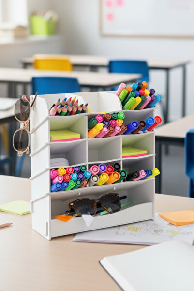 Simux منظم خشبي لسطح المكتب من ويف 13 - حامل أقلام - منظم متعدد الأغراض للمجو...