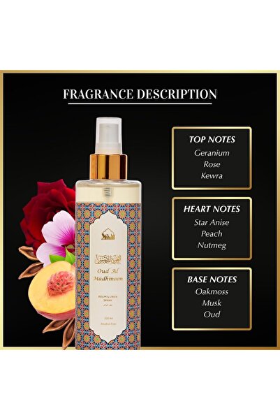 dukhni Oud Al Madhmoon Attar Al Faraash - 250ml Non Alcoholic Spray