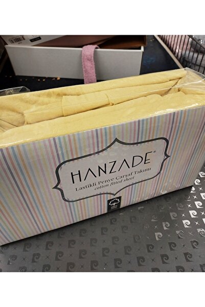Hanzade %100 Pamuk Penye Lastikli Çift Kişilik Çarşaf Seti (160x200+30) - Sarı