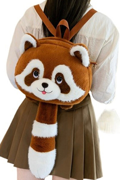Pofika Sevimli Kawaii Peluş Panda Sincap Çanta Kuyruklu