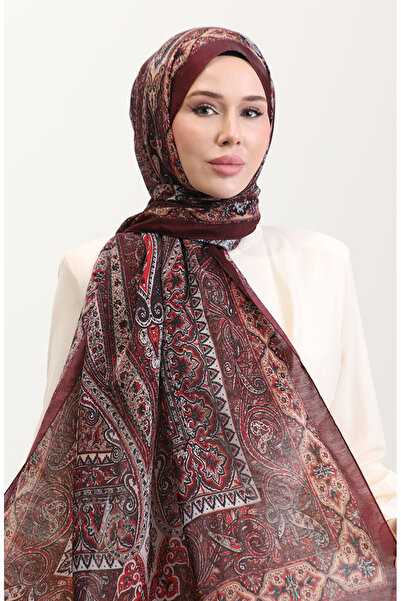 sefamerve Etnik Kehribar Şal 70277-05 Bordo