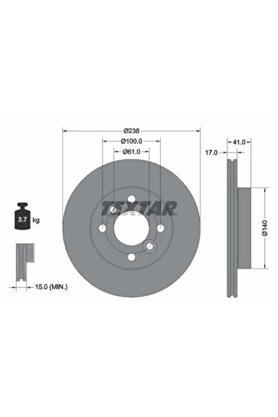 TEXTAR Disc Frana Dacia Spring Renault Kwid