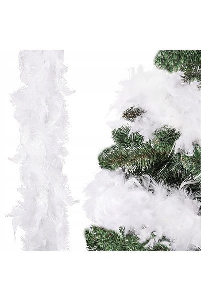 SERSIMO Garland for decoration or Christmas tree, fluff and feathers pattern, white, 400cm