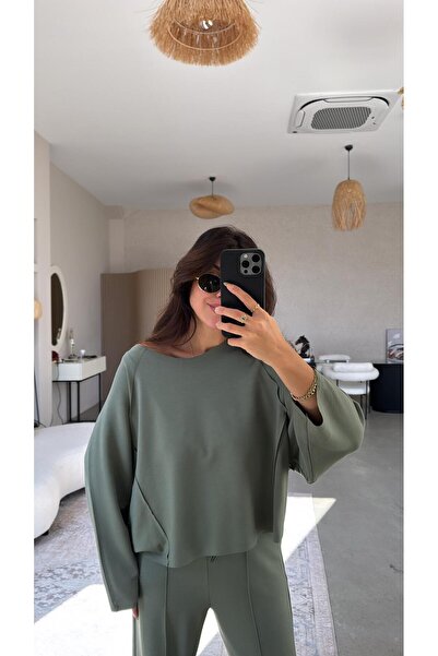 Buket Teke Set modal cu detaliu de cusătură kaki