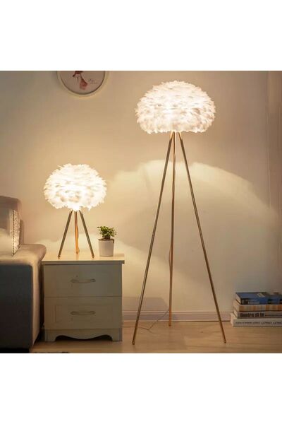 Generic Luxe Plume" Feather Floor Lamp with gold metal 160 cm