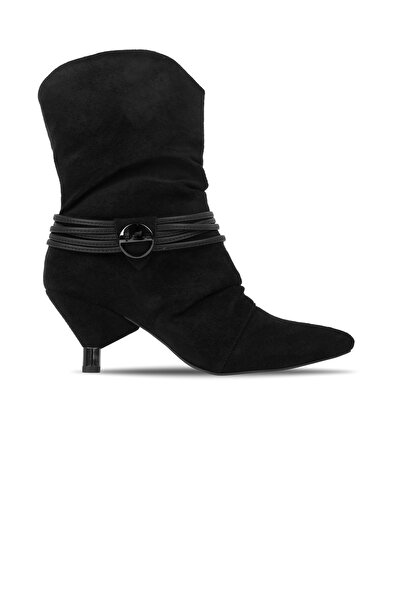 Lal Shoes & Bags Lavin Kadın Süet Deri İp Detaylı Tokalı Yumurta Topuklu Bot ...