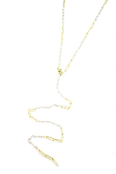Bucuks Litaetrend Pearl Y Necklace - Gold