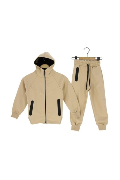 Atabay Kids Atabay 546-10-25 Men's Tracksuit Set with Hood and Zipper, 2 Straps, Age 13/16