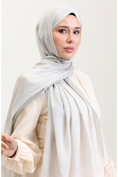 sefamerve Σάλι από λινό με σχέδιο ρίγες 70286-02 Γκρι