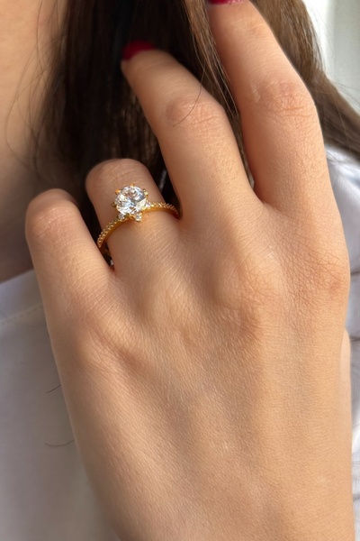 Utku Kuyumculuk 22 AYAR LOTUS MODEL TEKTAŞ YÜZÜK