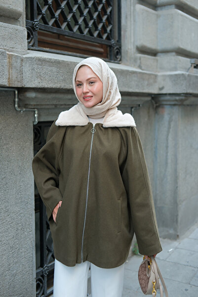 LOCCO Γυναικείο βελούδινο μπουφάν με γιακά πράσινο