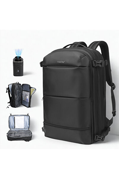 OEM Vacuum Travel Backpack with Pump, 30-60L, Compact, Airplane Cabin, Expandable, Black