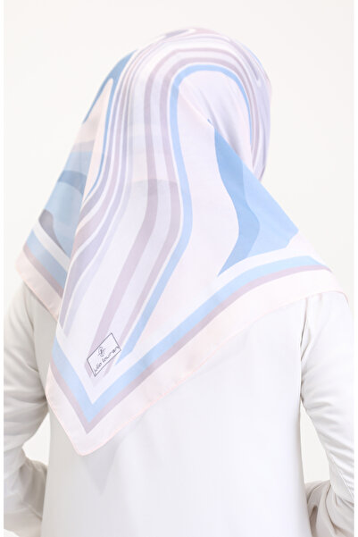 sefamerve Μαλακό κασκόλ με σχέδιο 70254-08 Μπλε τζιν βιζόν