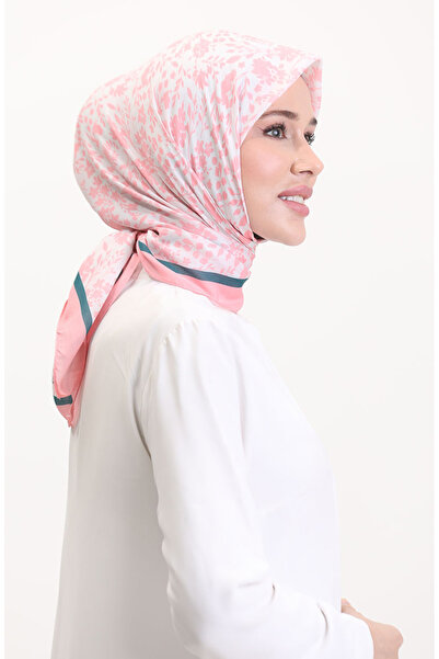 sefamerve Μαλακό κασκόλ με σχέδιο 70261-09 Ροζ Σμαραγδένιο Πράσινο