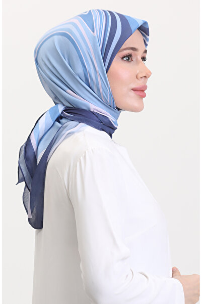 sefamerve Μαλακό κασκόλ με σχέδιο 70254-01 Μπλε ναυτικό μπλε