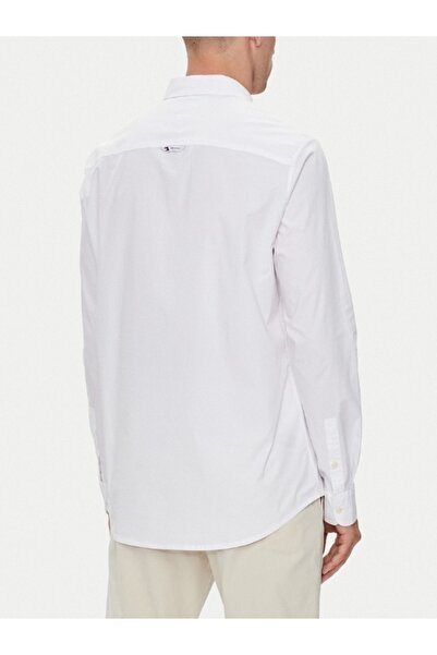 Tommy Jeans Men's long sleeve shirt, Entry, DM0DM19519, Regular Fit, White